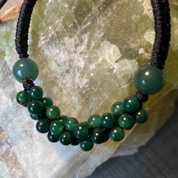 Jade Gemstone Handmade Adjustable Macrame Bracelet - Picture 3 of 15